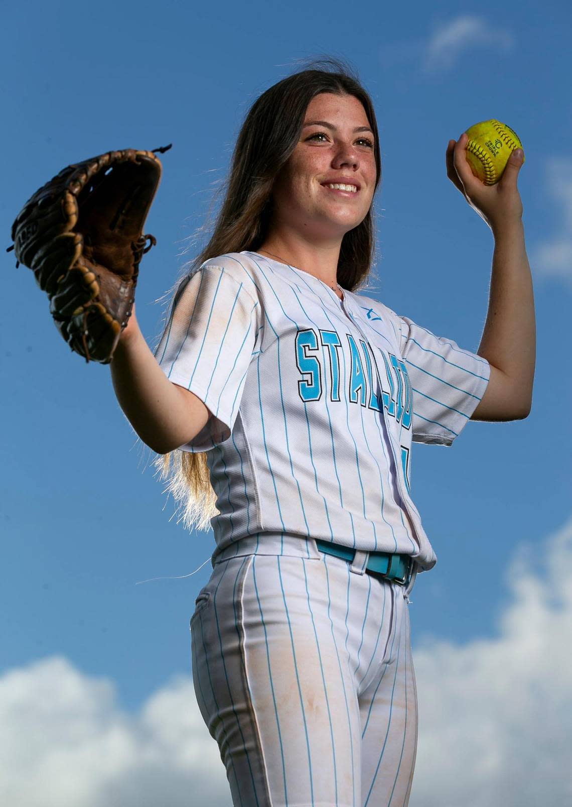 Dade Softball Player of the Year Edan Playa, from Somerset Academy Charter High School, is photographed at A.D. Barnes Park in Miami, Florida on Monday, May 23, 2022. MATIAS J. OCNER/mocner@miamiherald.com