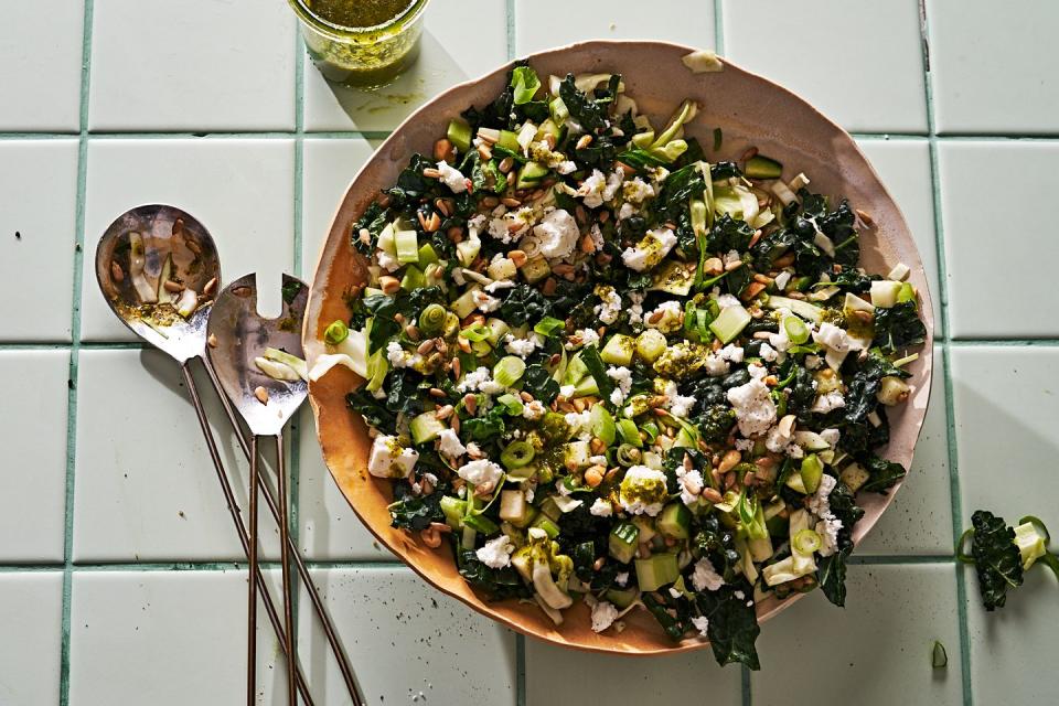 <p>We created this salad as an homage to everything crunchy. Each ingredient has been chosen to amplify texture while also adding bold flavors. We included things like green <a href="https://www.delish.com/cooking/g1968/easy-apple-recipes/" rel="nofollow noopener" target="_blank" data-ylk="slk:apple;elm:context_link;itc:0" class="link ">apple</a>, roasted <a href="https://www.delish.com/cooking/g2145/peanut-butter-recipes/" rel="nofollow noopener" target="_blank" data-ylk="slk:peanuts;elm:context_link;itc:0" class="link ">peanuts</a>, <a href="https://www.delish.com/cooking/g1172/cucumber-recipes/" rel="nofollow noopener" target="_blank" data-ylk="slk:cucumber;elm:context_link;itc:0" class="link ">cucumber</a>, and <a href="https://www.delish.com/cooking/g1237/cabbage-recipes/" rel="nofollow noopener" target="_blank" data-ylk="slk:cabbage;elm:context_link;itc:0" class="link ">cabbage</a>, but go ahead and add anything with crunch that you like!</p><p>Get the <strong><a href="https://www.delish.com/cooking/recipe-ideas/a39211247/crunch-salad-recipe/" rel="nofollow noopener" target="_blank" data-ylk="slk:Crunch Salad recipe;elm:context_link;itc:0" class="link ">Crunch Salad recipe</a></strong>.</p>
