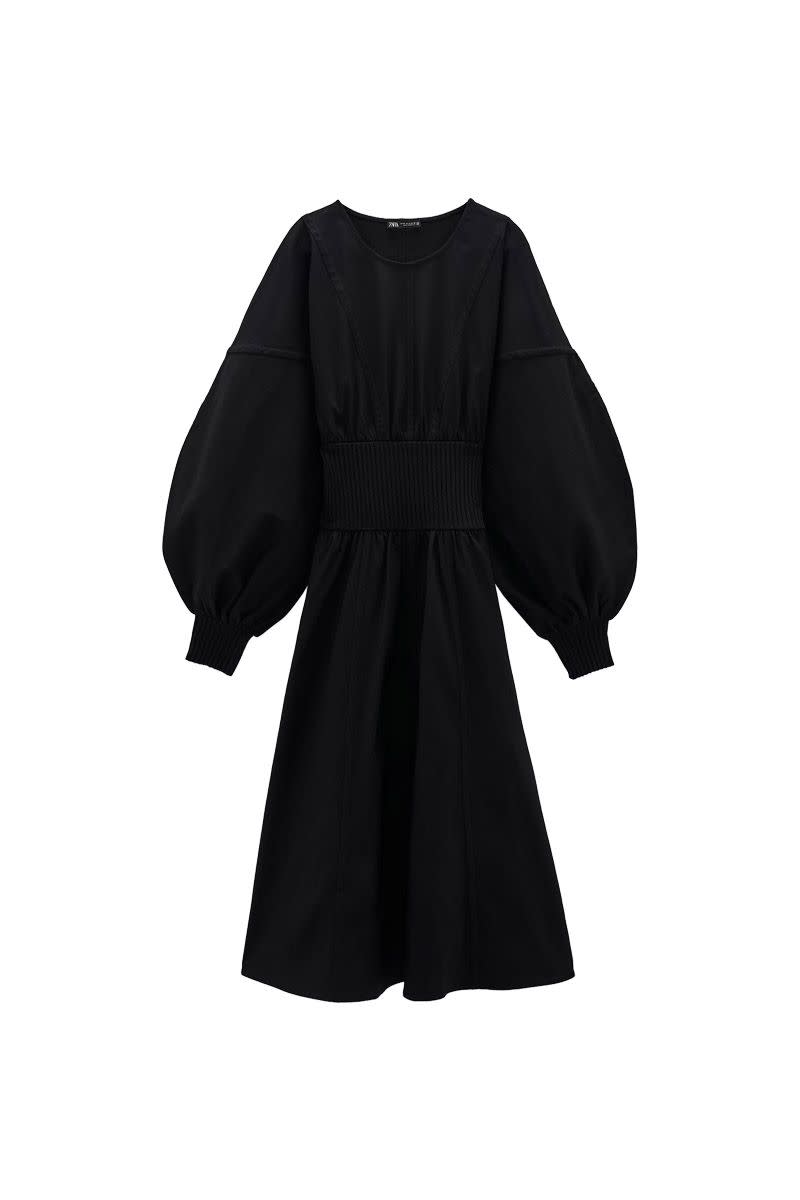 Zara Black Puff Sleeve Dress