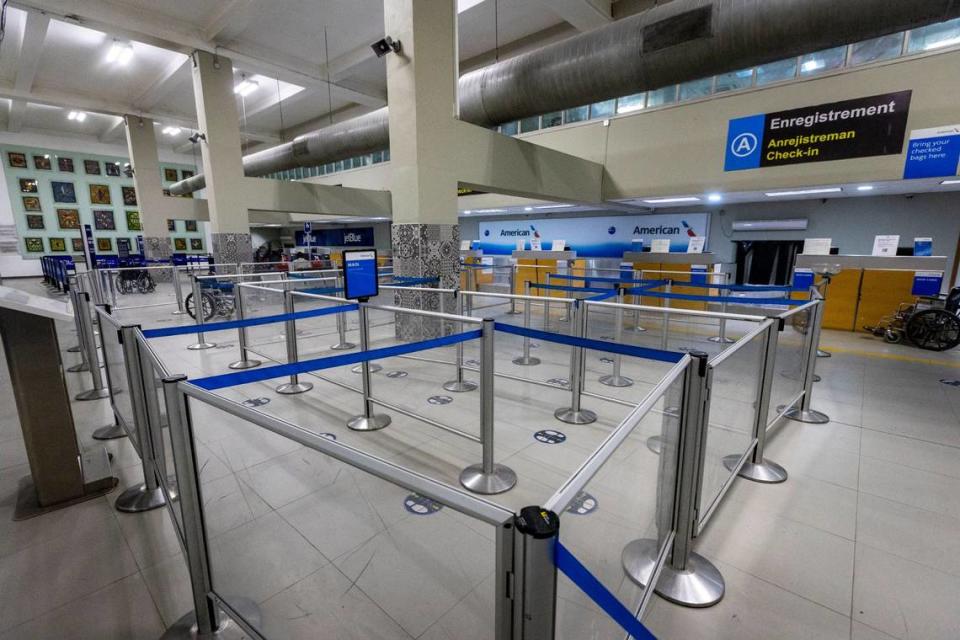 Partial view of the empty main terminal at Toussaint Louverture International Airport in Port-au-Prince, Haiti on Wednesday, May 15, 2024. U.S. carriers canceled flights on March 4, 2024.