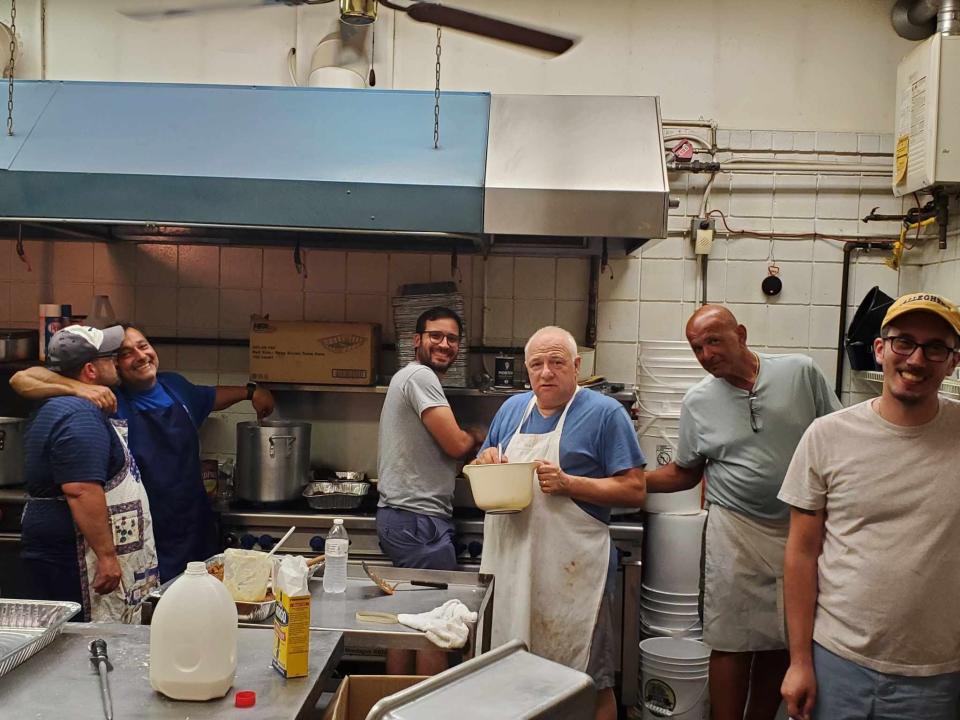 The kitchen crew for the Ambridge Greek food festival.