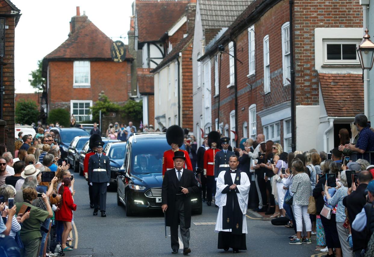 The funeral procession of Dame Vera Lynn takes place in Ditchling, east Sussex. 10 July, 2020: REUTERS