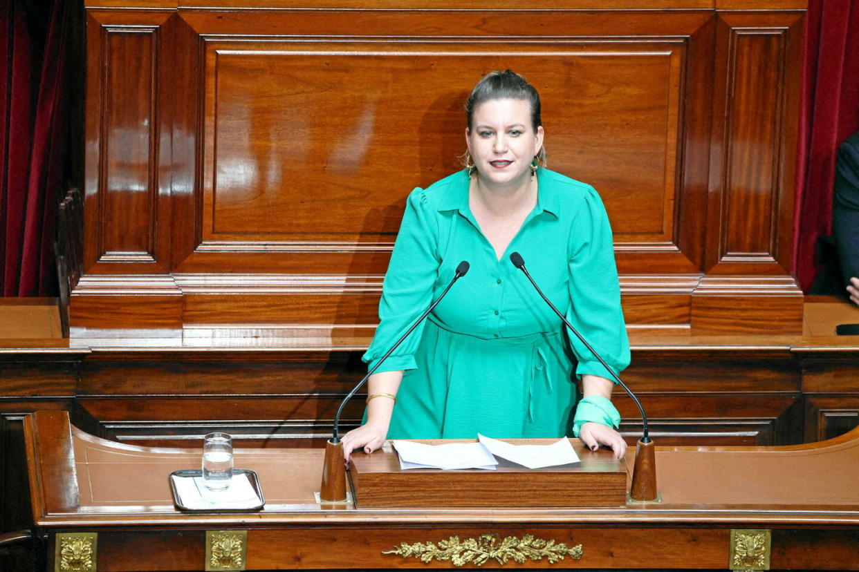 Mathilde Panot, présidente du groupe La France insoumise à l'Assemblée nationale, a été à l'initiative de la proposition de loi constitutionnelle pour garantir le droit à l'IVG.  - Credit:Lafargue Raphael / Lafargue Raphael/ABACA