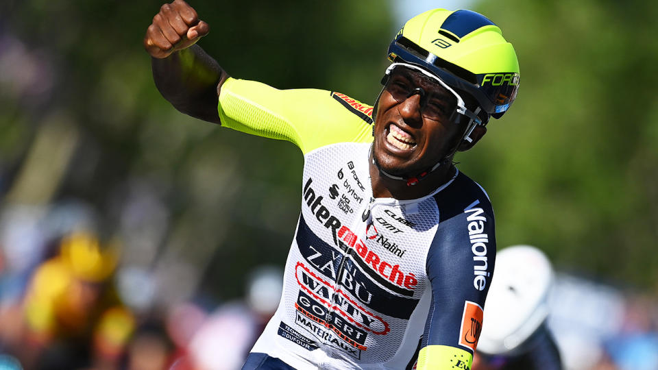 Eritrean cyclist Binaim Girmany became the first black African man to win a stage on the Grand Tour after taking out stage 10 of the Giro D'Italia. (Photo by Tim de Waele/Getty Images)