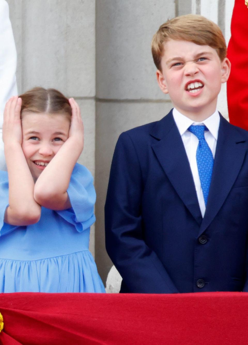 Princess Charlotte and Prince George braving the noise