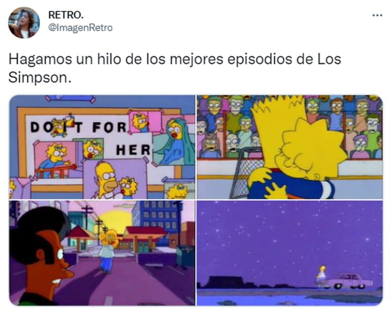 En Twitter, la cuenta @imagenretro consultó y elaboró un raking sobre los mejores episodios de Los Simpsons