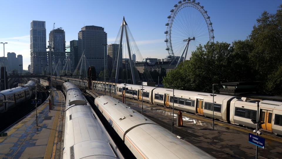 Trains at Charing Cross station platforms