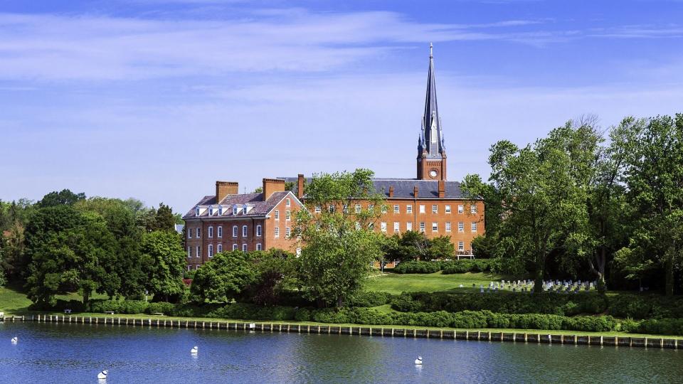 Mandatory Credit: Photo by John Greim/Shutterstock (5224658m)Historic Charles Carroll House and St Mary's Church, Annapolis, Maryland, USAMaryland, America.