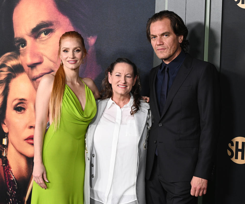 Jessica Chastain, Georgette Jones, Michael Shannon at the premiere of Showtime's "George & Tammy" held at Goya Studios on November 21, 2022 in Los Angeles, California.