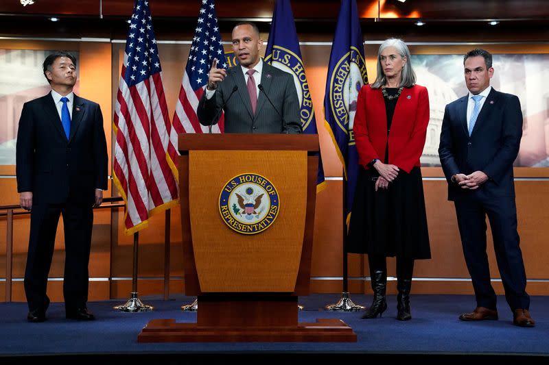 Incoming Democratic Leadership holds press conference on Capitol Hill in Washington