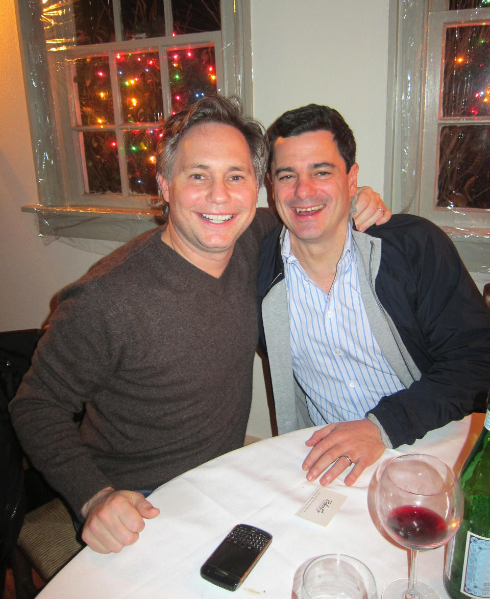 MIAMI, FL - DECEMBER 01:  Jason Binn (L) and Jim Esposito, Chief Operating Officer of Global Investment Banking at Goldman Sachs pose at Art Basel circa December 2011 in New York City.  (Photo by Jason Binn/WireImage)