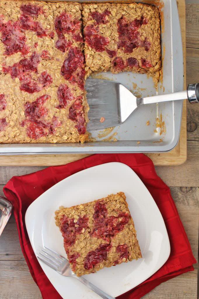 <p>Kids will bolt out of bed in the morning when they catch a whiff of this baked oatmeal. </p><p><strong>Get the recipe at <a rel="nofollow noopener" href="http://www.onceuponacuttingboard.com/2014/04/peanut-butter-jelly-baked-oatmeal.html" target="_blank" data-ylk="slk:Once Upon a Cutting Board;elm:context_link;itc:0;sec:content-canvas" class="link ">Once Upon a Cutting Board</a>.</strong></p>