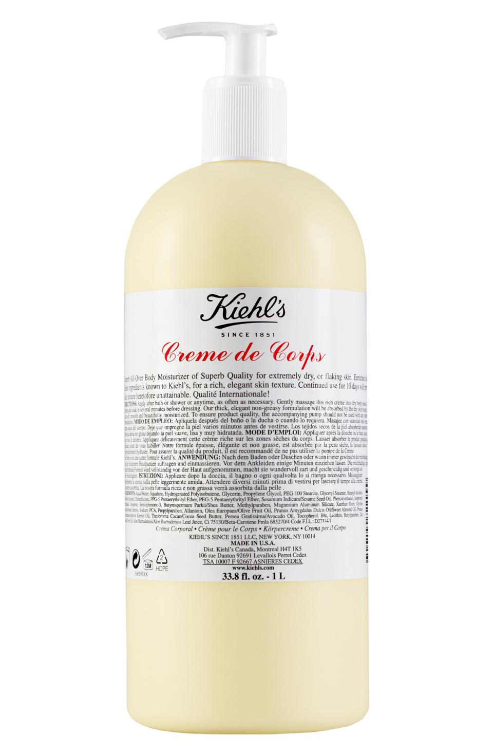 10) Kiehl’s Jumbo Creme de Corps Bottle with Pump