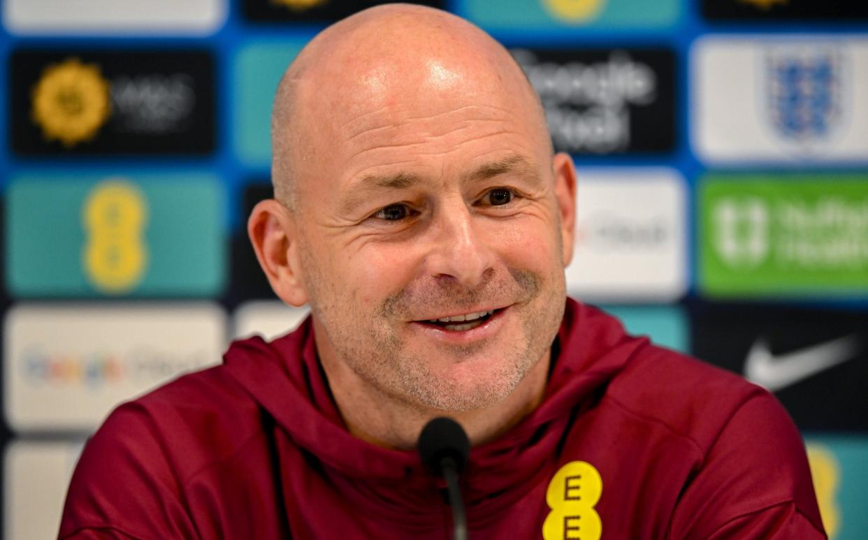 Lee Carsley speaking during a press conference