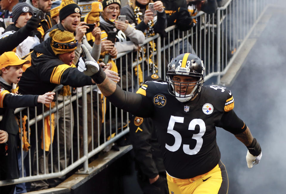 Pittsburgh Steelers center Maurkice Pouncey (53) was angry about the NFL's CBA proposal. (AP Photo/Keith Srakocic, File)