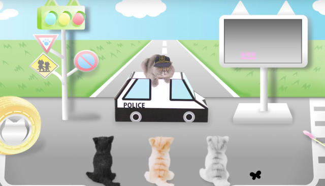 a cat police officer, cute, driving a police car - AI Generated