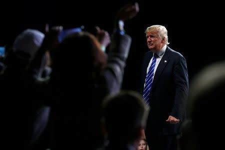 Republican presidential nominee Donald Trump holds a rally with supporters at the Suburban Collection Showplace in Novi, Michigan, U.S. September 30, 2016. REUTERS/Jonathan Ernst