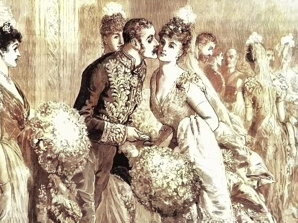 A sketch of a debutante ball in 1891.