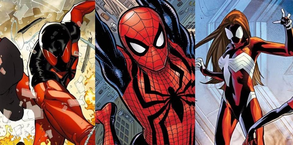 The various Spider-Clones from Marvel Comics.