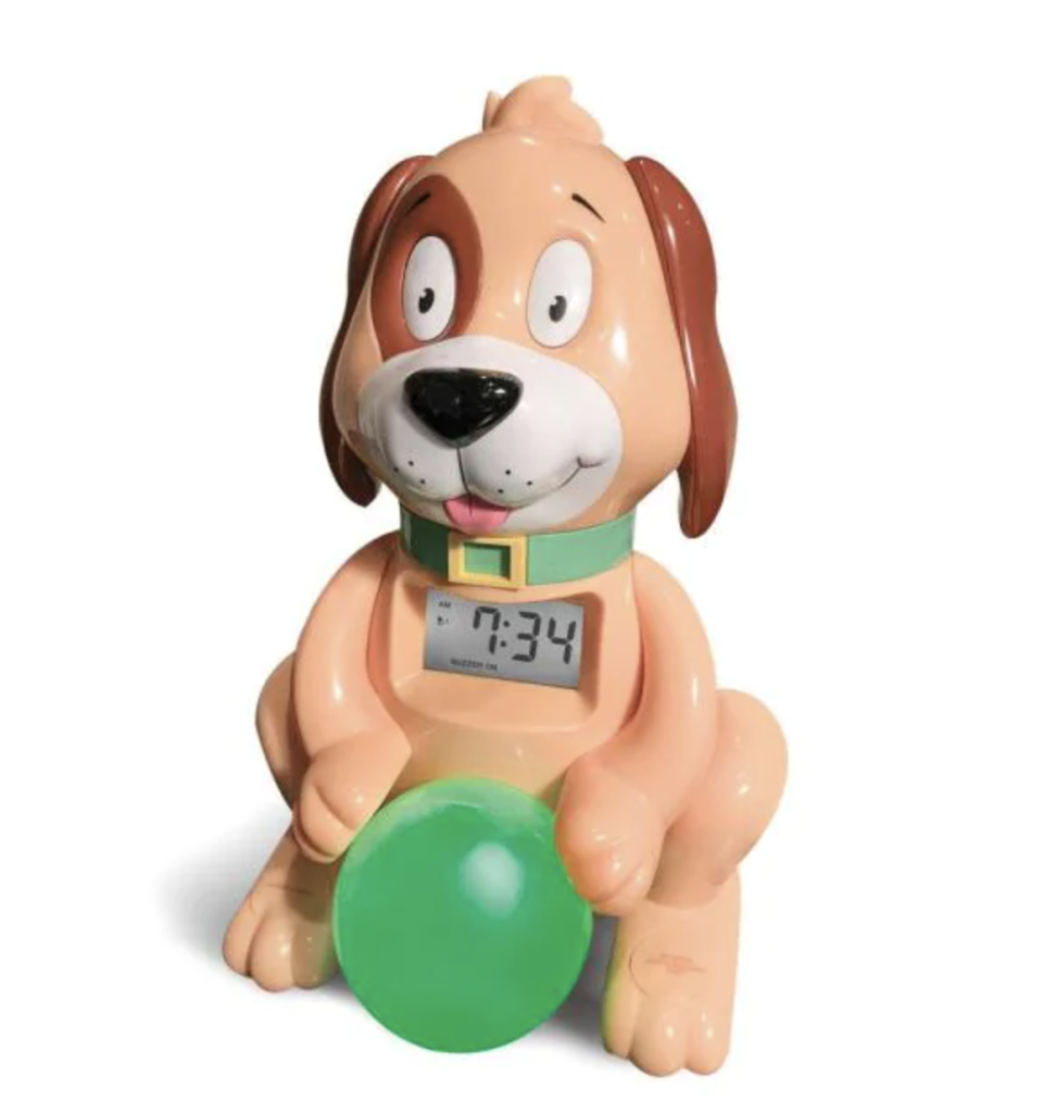 Kids alarm clock shaped like a dog