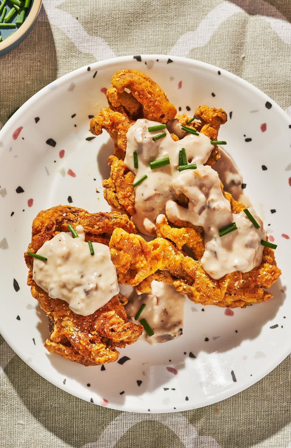 <p>Meaty oyster <a href="https://www.delish.com/cooking/g1915/mushroom-recipes/" rel="nofollow noopener" target="_blank" data-ylk="slk:mushrooms;elm:context_link;itc:0;sec:content-canvas" class="link ">mushrooms</a> stand in for steak in our indulgent take on this <a href="https://www.delish.com/cooking/recipe-ideas/a30326446/chicken-fried-steak-gravy-recipe/" rel="nofollow noopener" target="_blank" data-ylk="slk:Southern classic;elm:context_link;itc:0;sec:content-canvas" class="link ">Southern classic</a>. Buttermilk is a must for fried chicken, so we made our own with almond milk and vinegar.</p><p>Get the <a href="https://www.delish.com/cooking/recipe-ideas/a37049073/vegetarian-chicken-fried-mushrooms-gravy-recipe/" rel="nofollow noopener" target="_blank" data-ylk="slk:Chicken-Fried Mushrooms & Gravy recipe;elm:context_link;itc:0;sec:content-canvas" class="link "><strong>Chicken-Fried Mushrooms & Gravy recipe</strong></a>.</p>