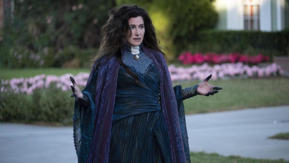 Kathryn Hahn as Agatha Harkness on WandaVision. Agatha could return in a Disney+ spin-off.