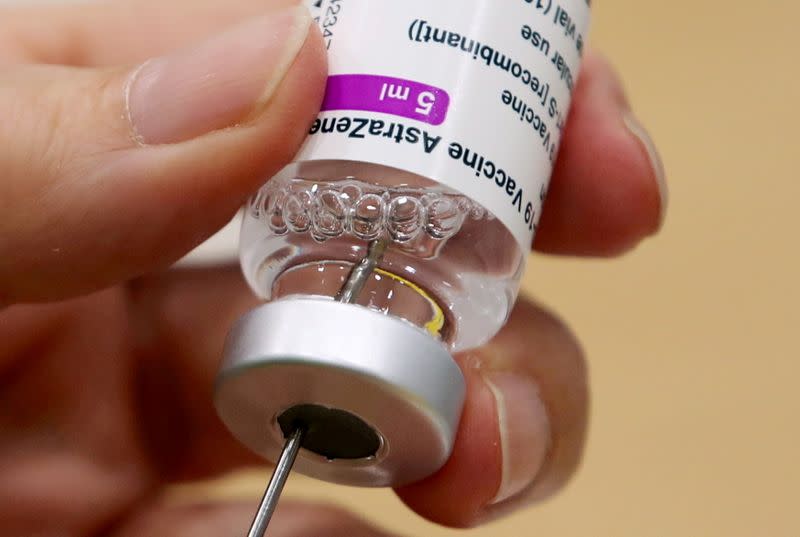 FILE PHOTO: Oxford/AstraZeneca's COVID-19 vaccine at a vaccination centre in Antwerp