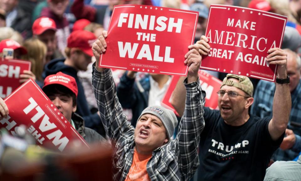 Trump supporters at a campaign rally in Charlotte, North Carolina on 26 October.