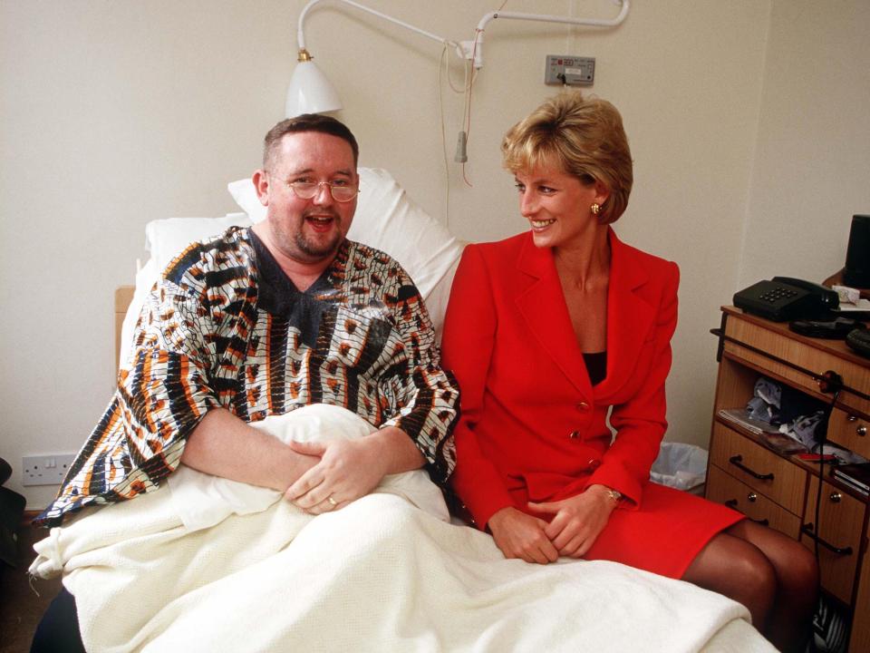 Princess Diana visiting a patient at the London Lighthouse, a centre for people affected by HIV and AIDS, in London in 1996.