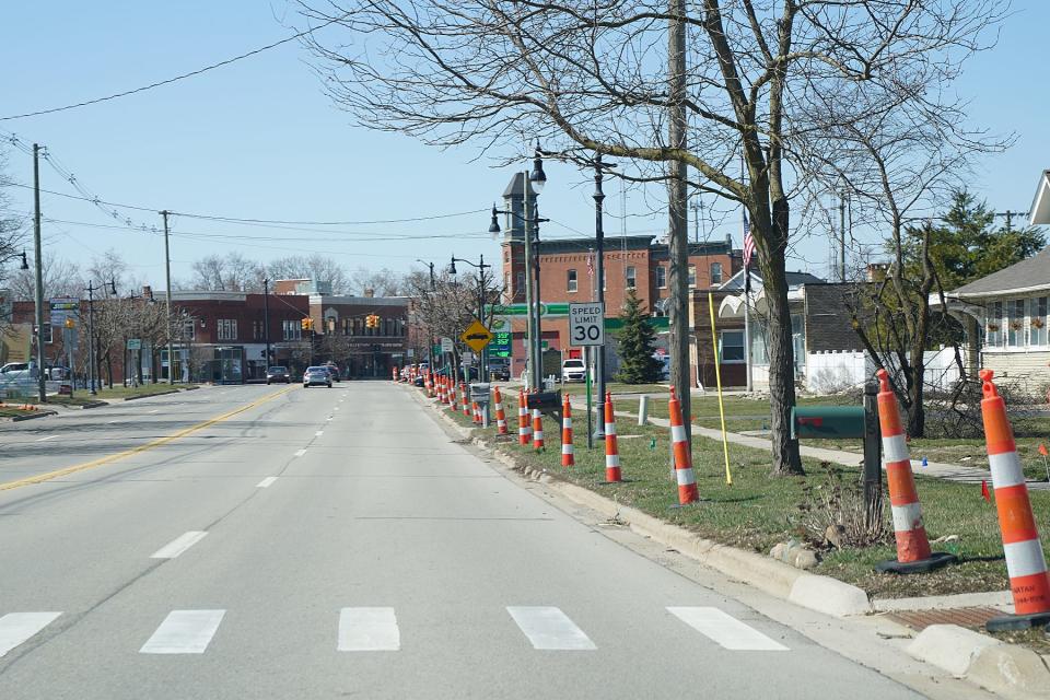 East Michigan Avenue (U.S. 12) is pictured March 30 looking west toward downtown Clinton. The water main and several service lines are being replaced.