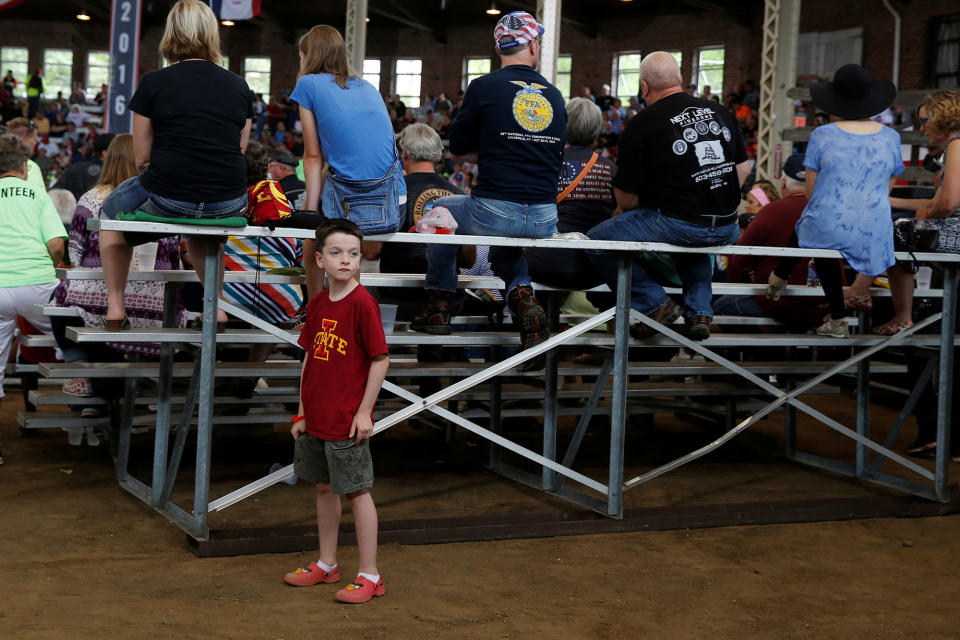 Behind the bleachers at a Trump rally