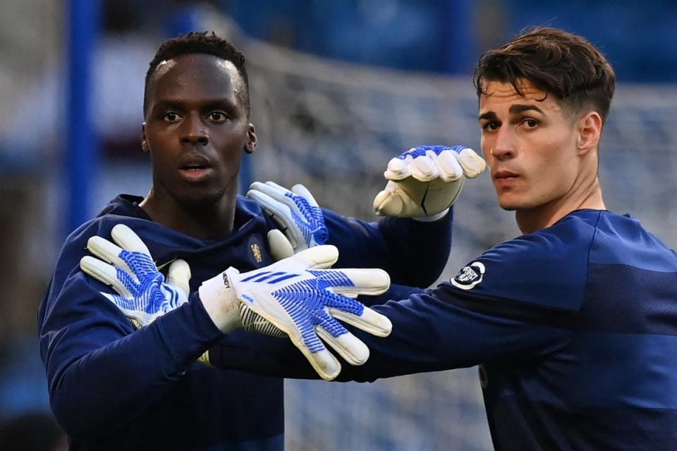 Team-mates and rivals: Mendy and Kepa  (AFP via Getty Images)