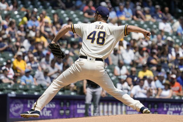 Brewers' Christian Yelich homers after brother, just out of Marines, throws  1st pitch