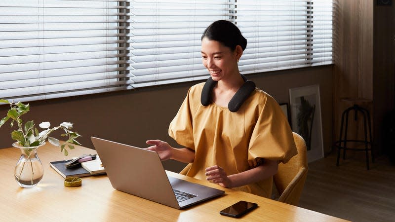 My other favorite thing about covering tech is the models who have to smile awkwardly while wearing some bizarre products. - Image: Sony