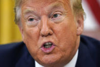 President Donald Trump speaks before signing an executive order aimed at curbing protections for social media giants, in the Oval Office of the White House, Thursday, May 28, 2020, in Washington. (AP Photo/Evan Vucci)