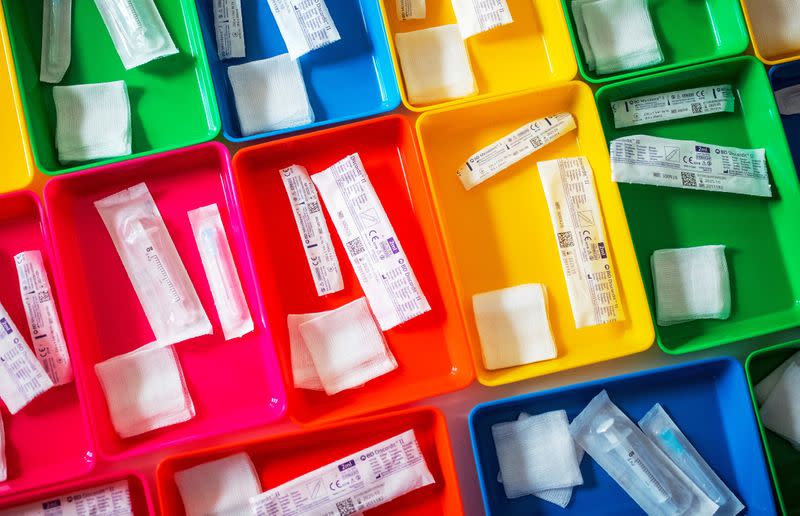 FILE PHOTO: Syringes are prepared for the Pfizer-BioNTech coronavirus disease (COVID-19) vaccine at a nursing home in Bad Windsheim