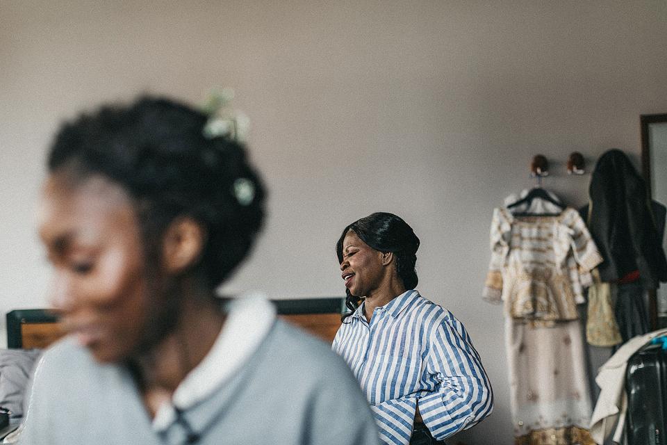 My mum had two outfits made for the wedding, by a friend in Ghana. One was made of traditional kente cloth and the other was a silk fabric that is often used for making sarees.