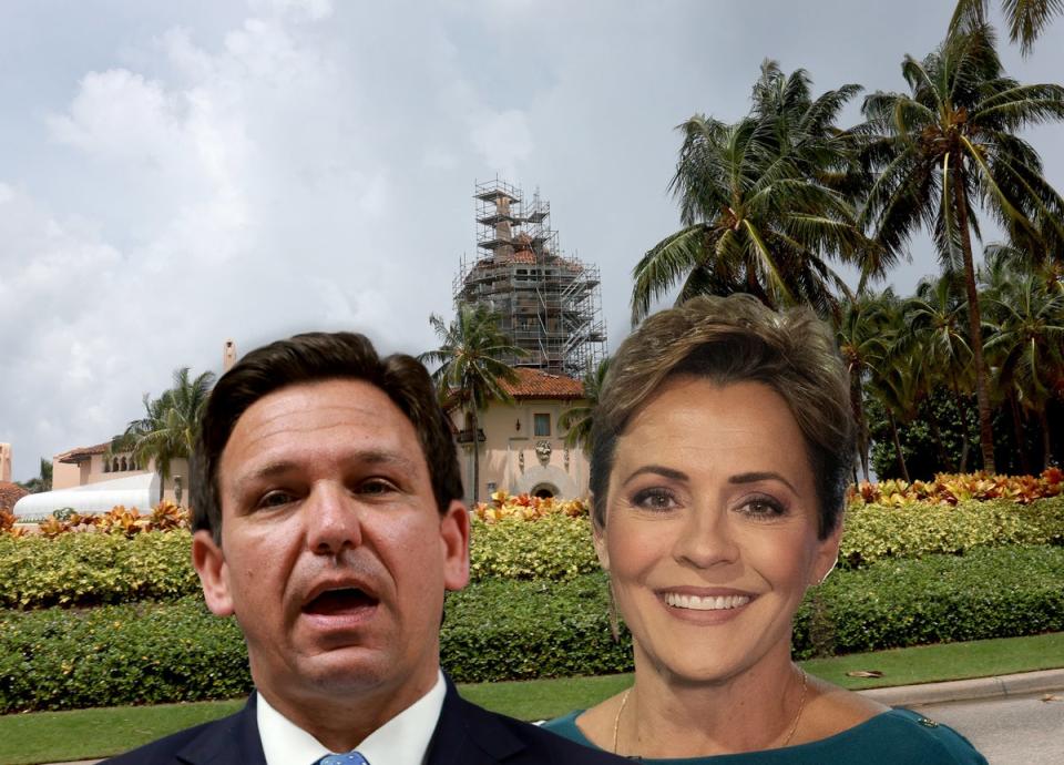 Ron DeSantis and Kari Lake seem particularly fond of spending time with the former president  (Getty Images)