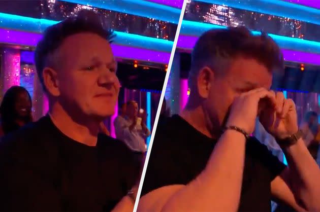 Gordon Ramsay was seen in tears in the Strictly audience (Photo: BBC)