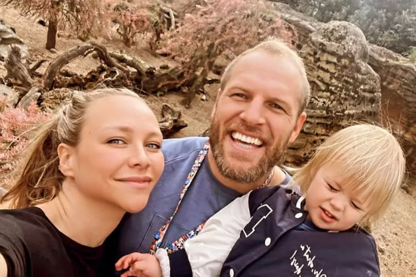 Chloe Madeley, James Haskell and their daughter Bodhi