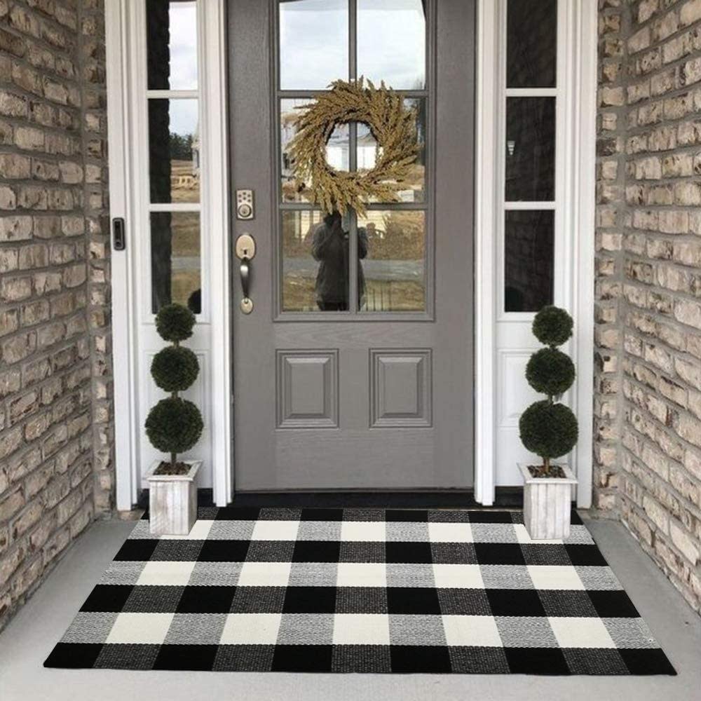 buffalo plaid check outdoor rug