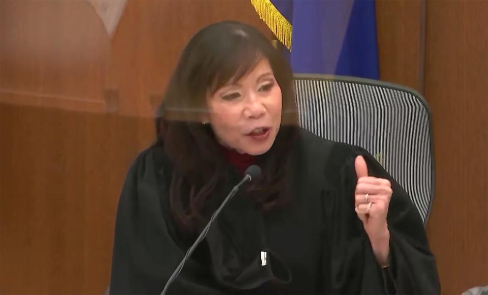 In this screen grab from video, Hennepin County Judge Regina Chu presides over jury selection Tuesday, Nov. 30, 2021, in the trial of former Brooklyn Center police Officer Kim Potter in the April 11, 2021, death of Daunte Wright, at the Hennepin County Courthouse in Minneapolis, Minn.