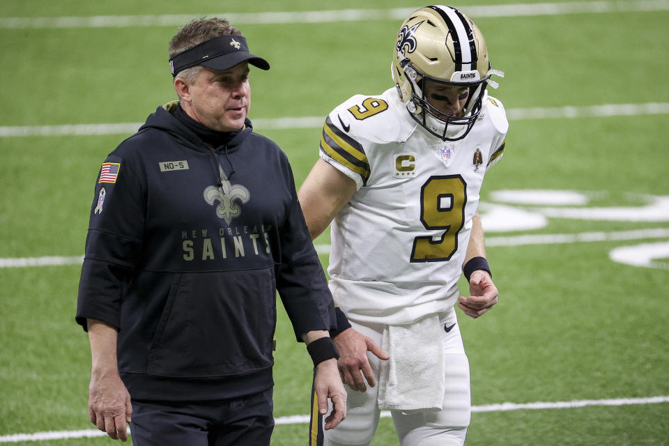 Saints coach Sean Payton got some cap relief from Drew Brees, but a lot more work needs to be done. (Photo by Chris Graythen/Getty Images)