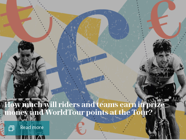 How much will riders and teams earn in prize money and WorldTour points at the Tour?