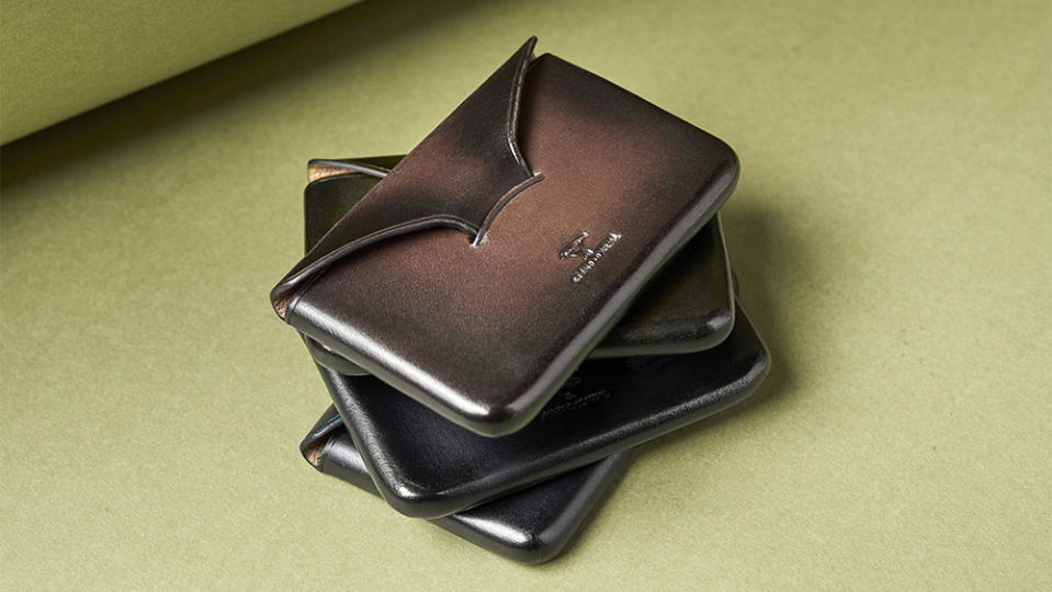 Cabral’s molded leather card case () made in collaboration with Il Bussetto. - Credit: Armando Cabral