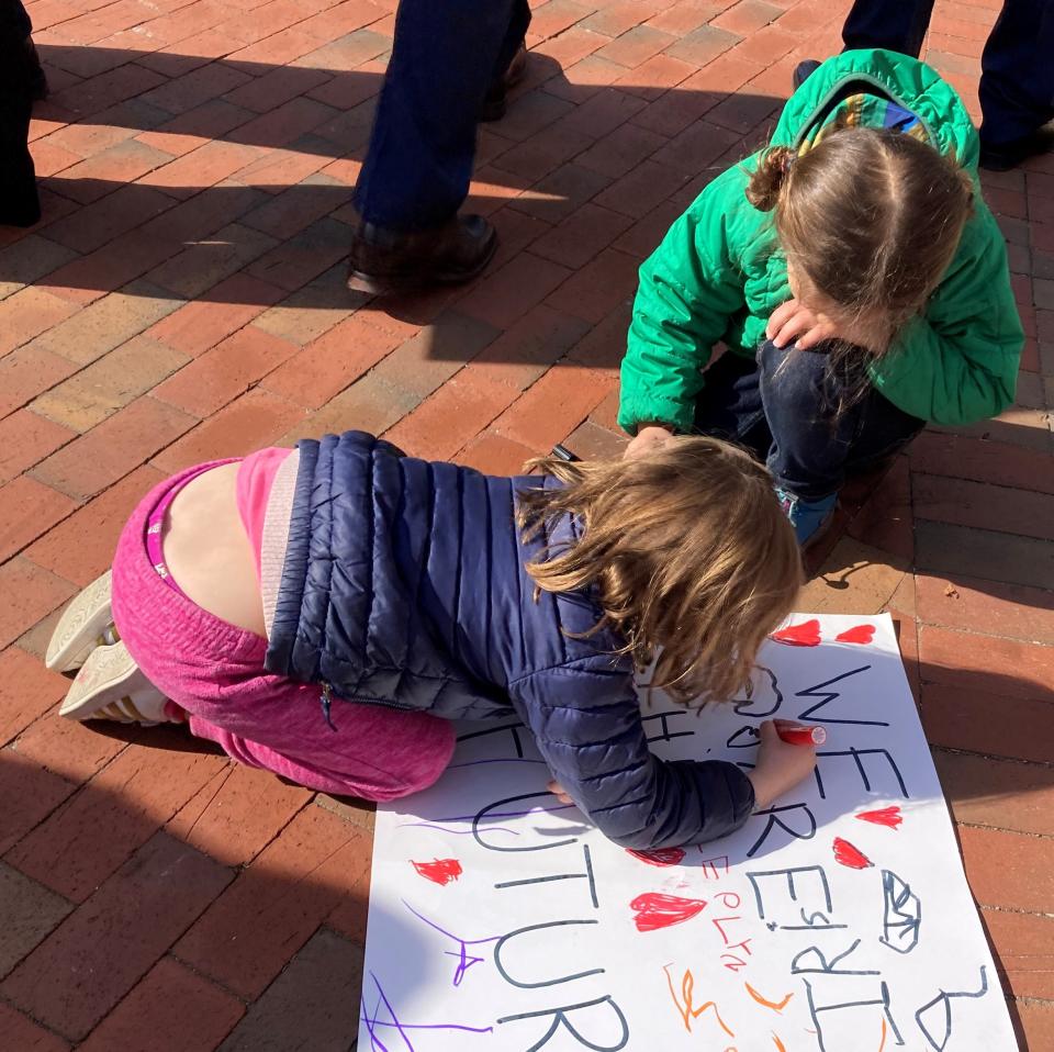 Zeplyn, and Iris, both 5, highlighted their support of the Early Ed Act at a rally on the State House steps Thursday, March 14. The rally promoted the bill, passed after hours of debate by the state Senate. If passed by the House, it would offer sweeping reform of the state's early childhood education and care providers and clients.