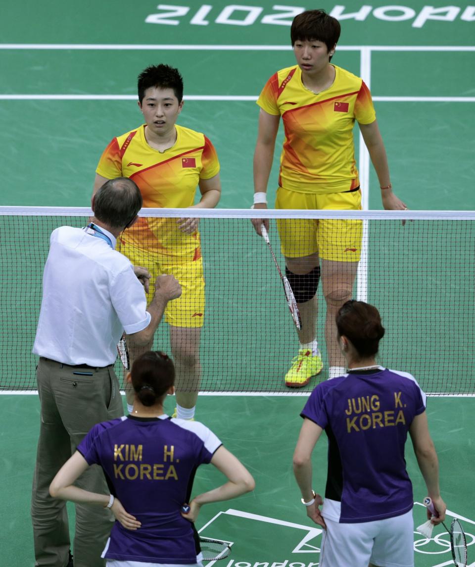 <p>At the 2012 London Olympics, four badminton doubles teams from China, South Korea and Indonesia were disqualified for attempting to lose to manipulate the standings. (AP) </p>