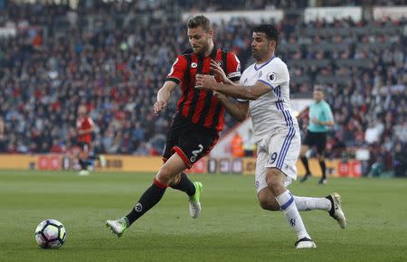 Britain Football Soccer - AFC Bournemouth v Chelsea - Premier League - Vitality Stadium - 8/4/17 Bournemouth's Simon Francis in action with Chelsea's Diego Costa Reuters / Peter Nicholls Livepic