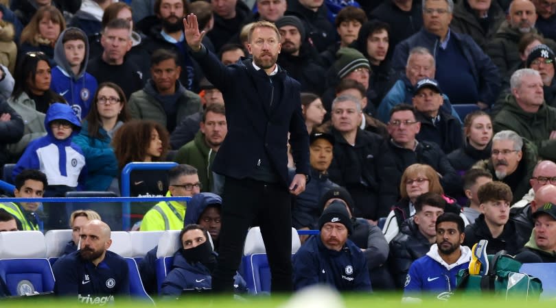  Chelsea manager Graham Potter during the Blues' 2-0 defeat at home to Aston Villa. 