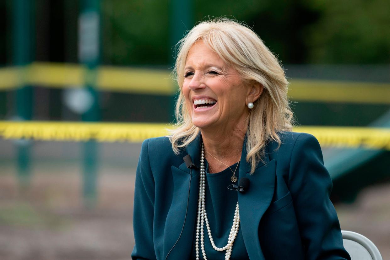 File photo: Jill Biden, the wife of Democratic presidential candidate Joe Biden, speaks during a Back to School Tour at Shortlidge Academy in Wilmington, Delaware, on 1 September, 2020 (AFP via Getty Images)